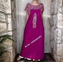 Load image into Gallery viewer, Handmade Embroidered Dark Pink Dress